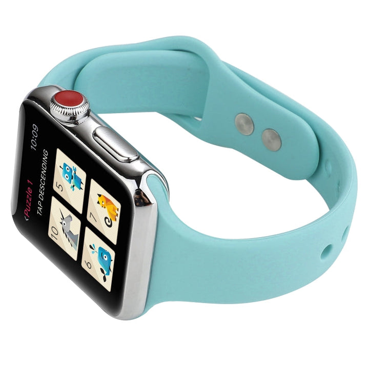 Lisslune | For Apple Watch 5 & 4 44mm / 3 & 2 & 1 42mm Thin Silicone Double Closure Band (Amber Green)
