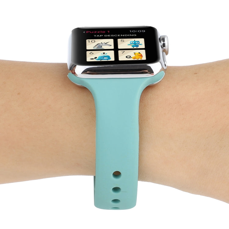 Lisslune | For Apple Watch 5 & 4 44mm / 3 & 2 & 1 42mm Thin Silicone Double Closure Band (Amber Green)