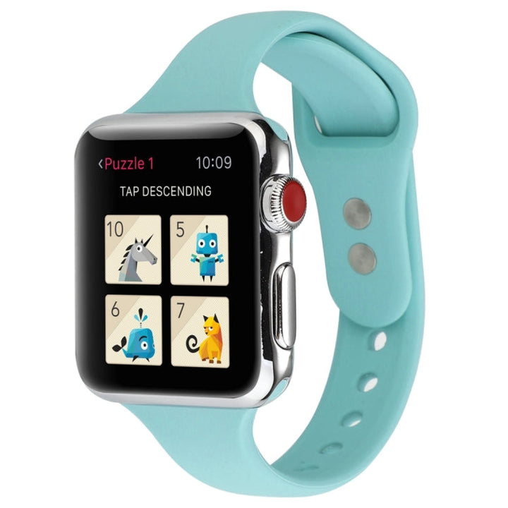Lisslune | For Apple Watch 5 & 4 44mm / 3 & 2 & 1 42mm Thin Silicone Double Closure Band (Amber Green)