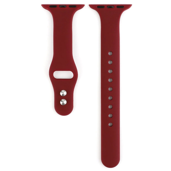Lisslune | For Apple Watch 5 & 4 44mm / 3 & 2 & 1 42mm Thin Silicone Double-Buckle Watch Strap (Burgundy)