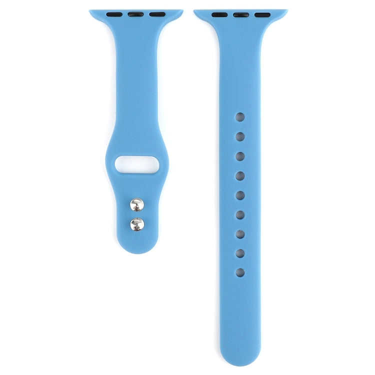 Lisslune | For Apple Watch 5 & 4 44mm / 3 & 2 & 1 42mm Thin Silicone Double Closure Watch Band (Blue)