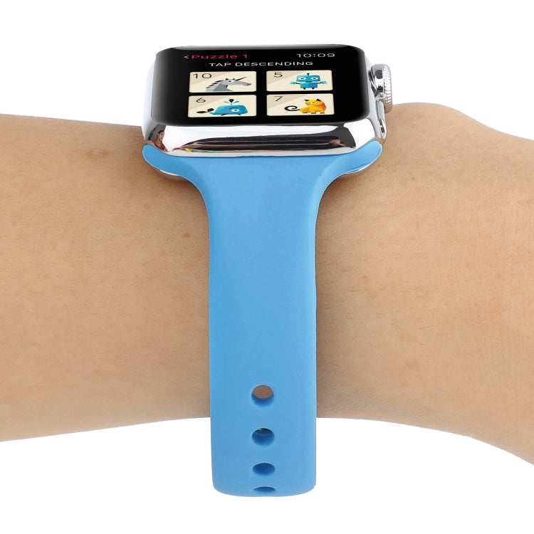 Lisslune | For Apple Watch 5 & 4 44mm / 3 & 2 & 1 42mm Thin Silicone Double Closure Watch Band (Blue)