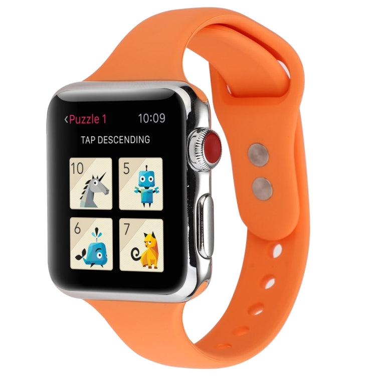 Lisslune | For Apple Watch 5 & 4 44mm / 3 & 2 & 1 42mm Thin Silicone Double Closure Watch Band (Papaya Yellow)