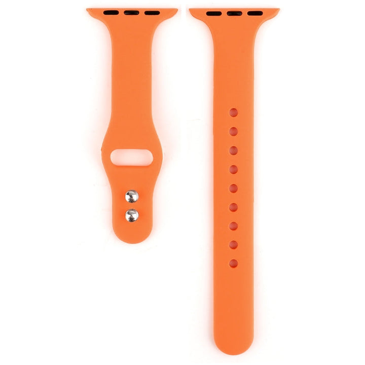 Lisslune | For Apple Watch 5 & 4 44mm / 3 & 2 & 1 42mm Thin Silicone Double Closure Watch Band (Papaya Yellow)
