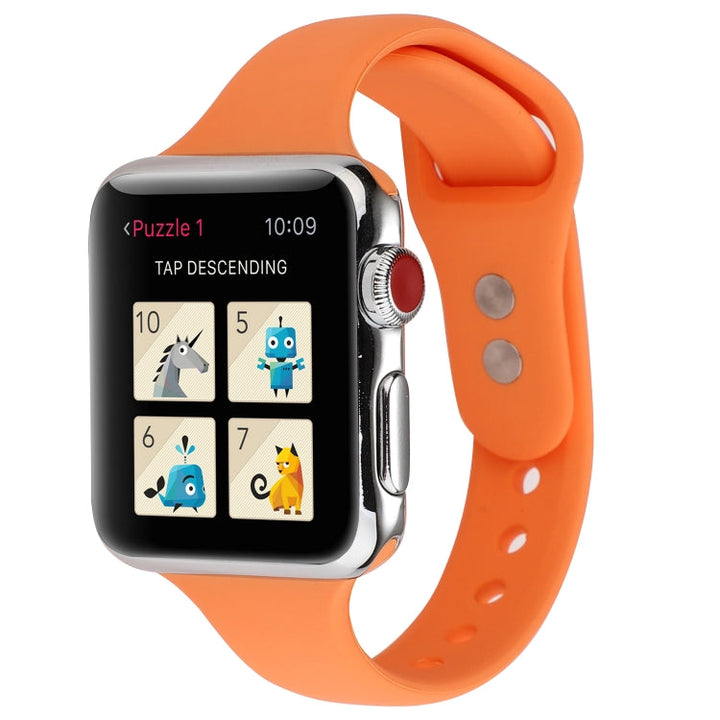 Lisslune | For Apple Watch 5 & 4 44mm / 3 & 2 & 1 42mm Thin Silicone Double Closure Watch Band (Papaya Yellow)