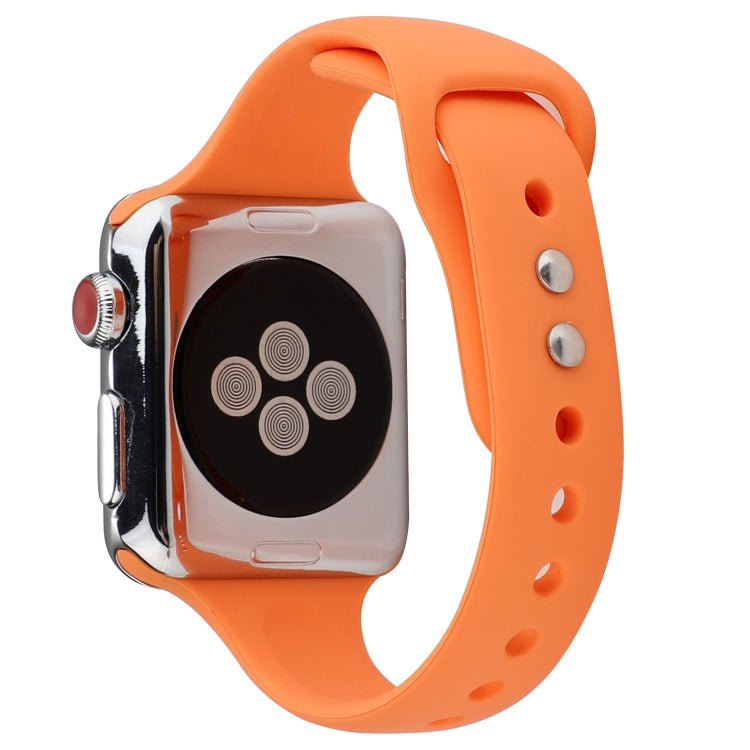 Lisslune | For Apple Watch 5 & 4 44mm / 3 & 2 & 1 42mm Thin Silicone Double Closure Watch Band (Papaya Yellow)