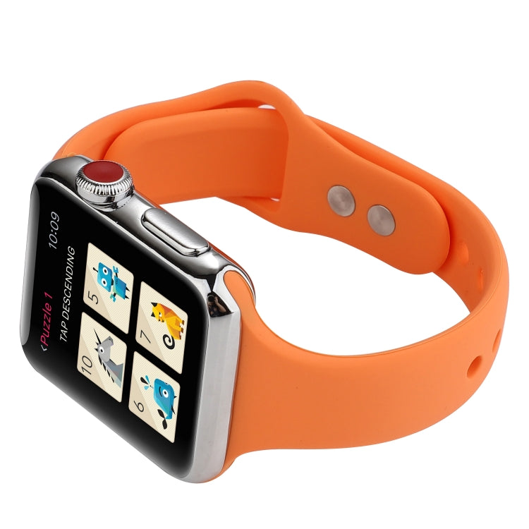 Lisslune | For Apple Watch 5 & 4 44mm / 3 & 2 & 1 42mm Thin Silicone Double Closure Watch Band (Papaya Yellow)