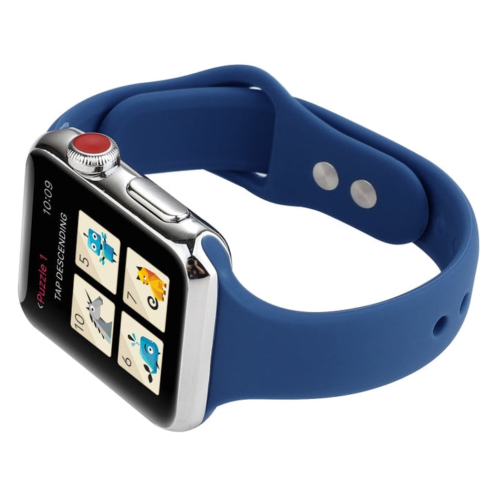 Lisslune | For Apple Watch 5 & 4 44mm / 3 & 2 & 1 42mm Thin Silicone Double Buckle Watch Strap (Horizon Blue)