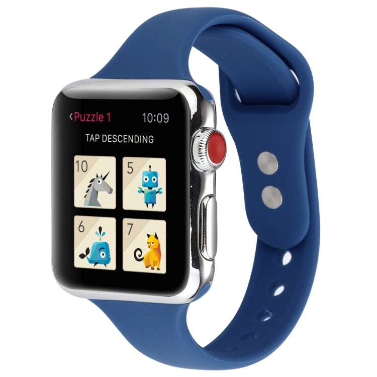 Lisslune | For Apple Watch 5 & 4 44mm / 3 & 2 & 1 42mm Thin Silicone Double Buckle Watch Strap (Horizon Blue)
