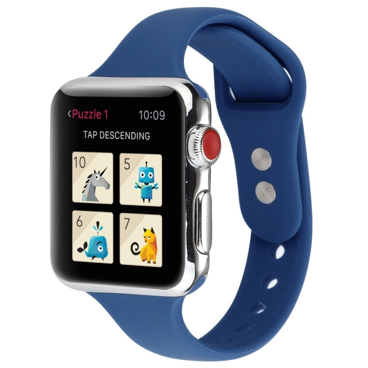 Lisslune | For Apple Watch 5 & 4 44mm / 3 & 2 & 1 42mm Thin Silicone Double Buckle Watch Strap (Horizon Blue)