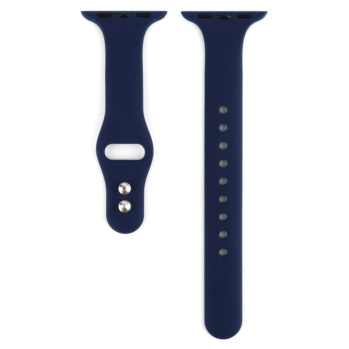 Lisslune | For Apple Watch 5 & 4 44mm / 3 & 2 & 1 42mm Slim Silicone Double Closure Watch Strap (Midnight Blue)