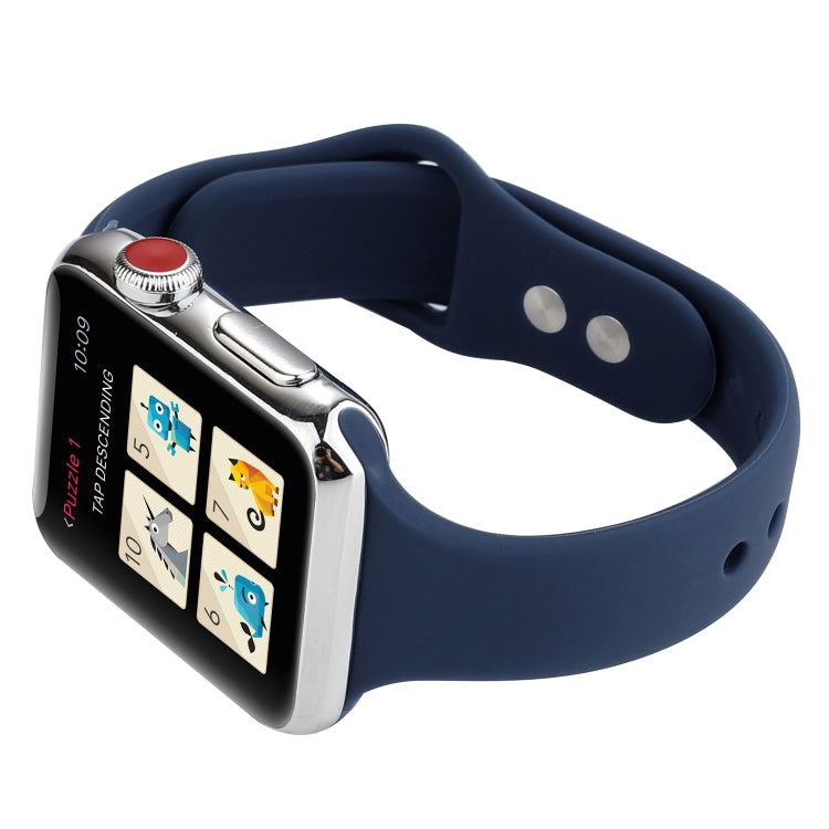 Lisslune | For Apple Watch 5 & 4 44mm / 3 & 2 & 1 42mm Slim Silicone Double Closure Watch Strap (Midnight Blue)
