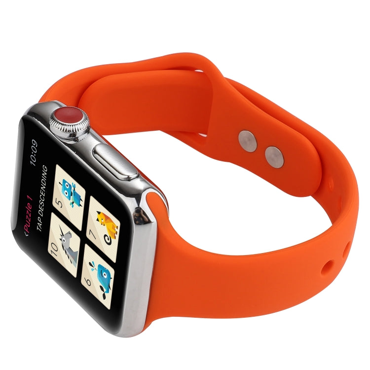 Lisslune | For Apple Watch 5 & 4 44mm / 3 & 2 & 1 42mm Thin Silicone Double Snap Closure Watch Band (Apricot Orange)