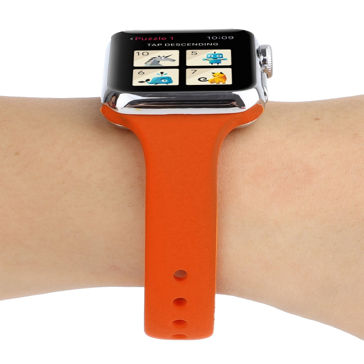 Lisslune | For Apple Watch 5 & 4 44mm / 3 & 2 & 1 42mm Thin Silicone Double Snap Closure Watch Band (Apricot Orange)