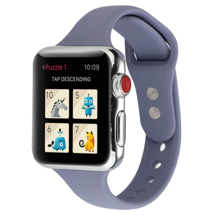 Lisslune | For Apple Watch 5 & 4 44mm / 3 & 2 & 1 42mm Thin Silicone Double Buckle Strap (Lavender Gray)