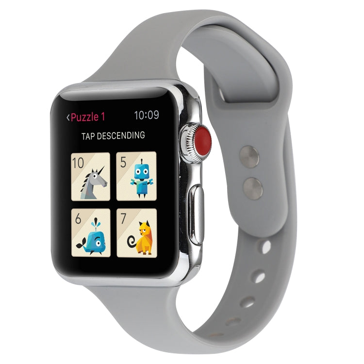 Lisslune | For Apple Watch 5 & 4 44mm / 3 & 2 & 1 42mm Thin Silicone Double Closure Bracelet (Cloud Gray)