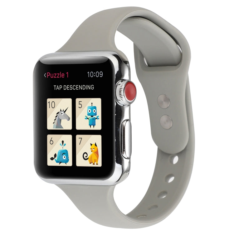 Lisslune | For Apple Watch 5 & 4 44mm / 3 & 2 & 1 42mm Thin Silicone Double Closure Watch Band (Brick Blue)