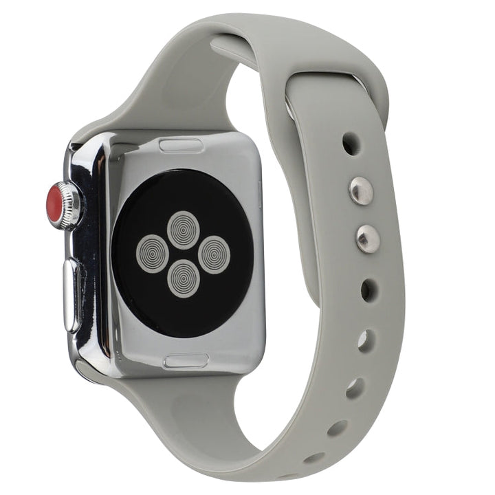 Lisslune | For Apple Watch 5 & 4 44mm / 3 & 2 & 1 42mm Thin Silicone Double Closure Watch Band (Brick Blue)