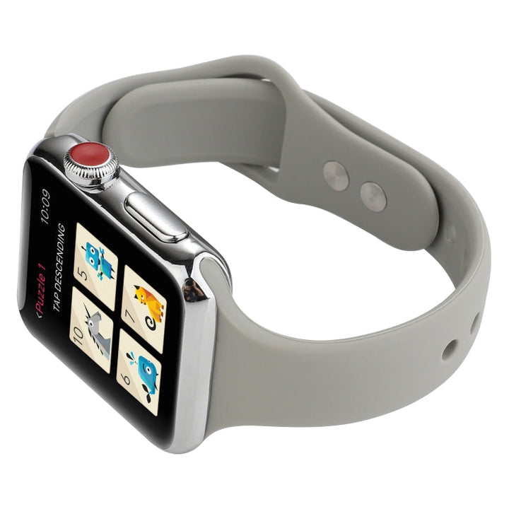 Lisslune | For Apple Watch 5 & 4 44mm / 3 & 2 & 1 42mm Thin Silicone Double Closure Watch Band (Brick Blue)