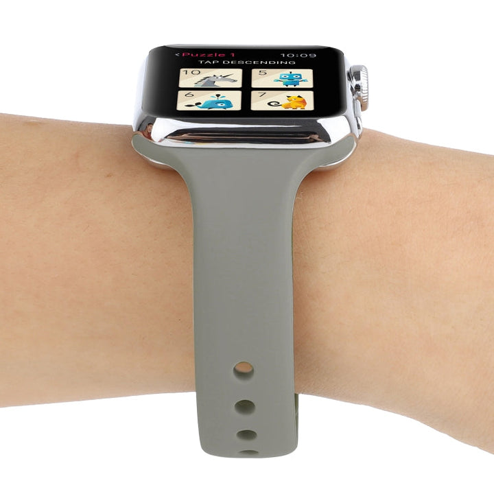 Lisslune | For Apple Watch 5 & 4 44mm / 3 & 2 & 1 42mm Thin Silicone Double Closure Watch Band (Brick Blue)
