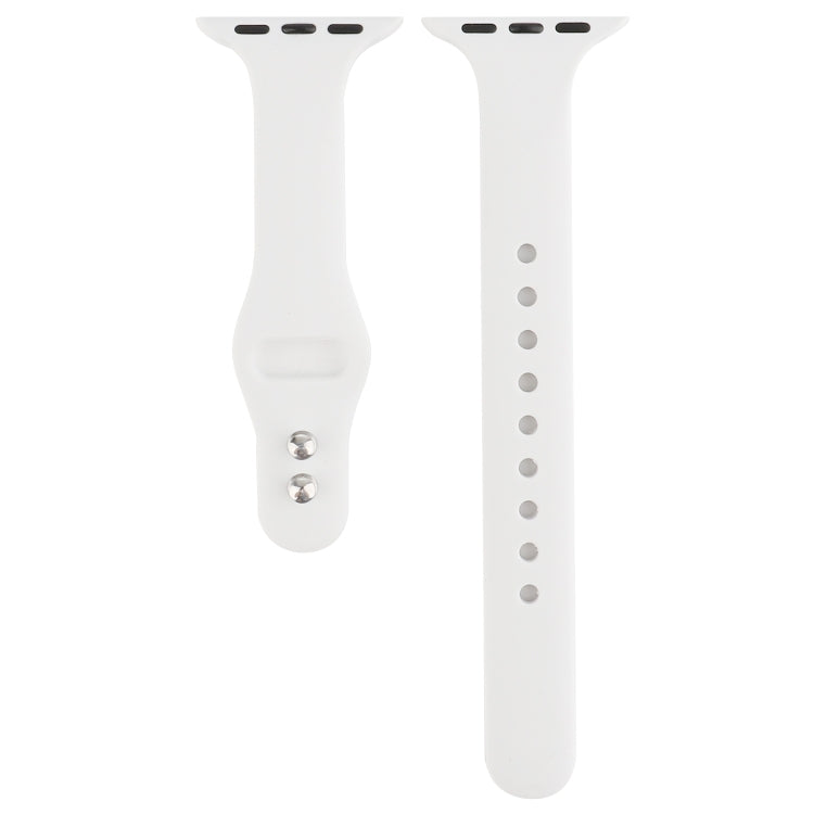 Lisslune | For Apple Watch 5 & 4 44mm / 3 & 2 & 1 42mm Thin Silicone Double Buckle Watch Strap (White)