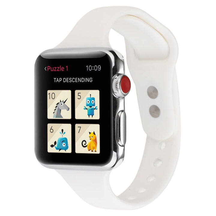 Lisslune | For Apple Watch 5 & 4 44mm / 3 & 2 & 1 42mm Thin Silicone Double Buckle Watch Strap (White)