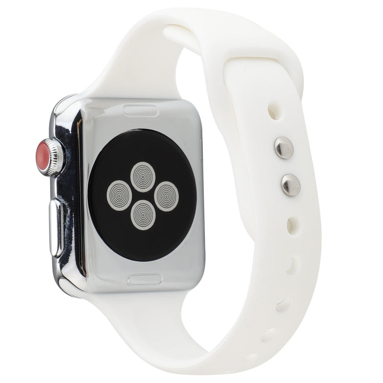Lisslune | For Apple Watch 5 & 4 44mm / 3 & 2 & 1 42mm Thin Silicone Double Buckle Watch Strap (White)