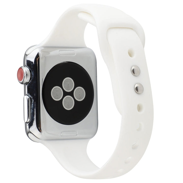 Lisslune | For Apple Watch 5 & 4 44mm / 3 & 2 & 1 42mm Thin Silicone Double Buckle Watch Strap (White)