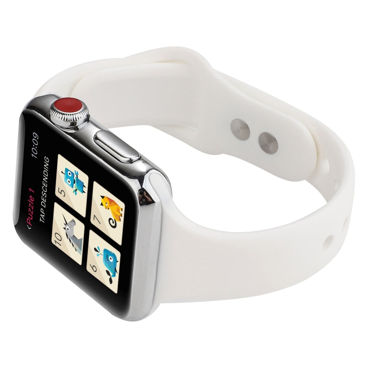 Lisslune | For Apple Watch 5 & 4 44mm / 3 & 2 & 1 42mm Thin Silicone Double Buckle Watch Strap (White)