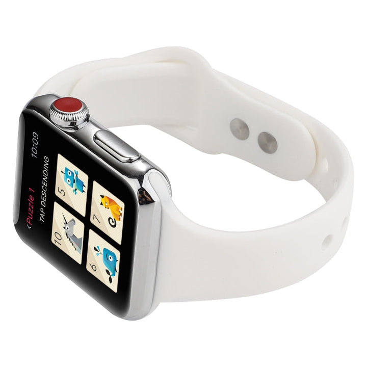 Lisslune | For Apple Watch 5 & 4 44mm / 3 & 2 & 1 42mm Thin Silicone Double Buckle Watch Strap (White)