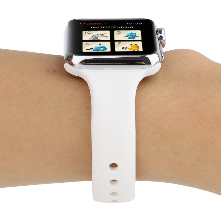 Lisslune | For Apple Watch 5 & 4 44mm / 3 & 2 & 1 42mm Thin Silicone Double Buckle Watch Strap (White)