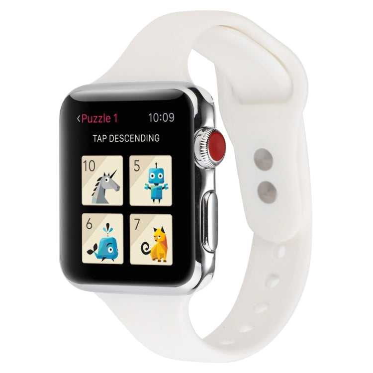 Lisslune | For Apple Watch 5 & 4 44mm / 3 & 2 & 1 42mm Thin Silicone Double Buckle Watch Strap (White)