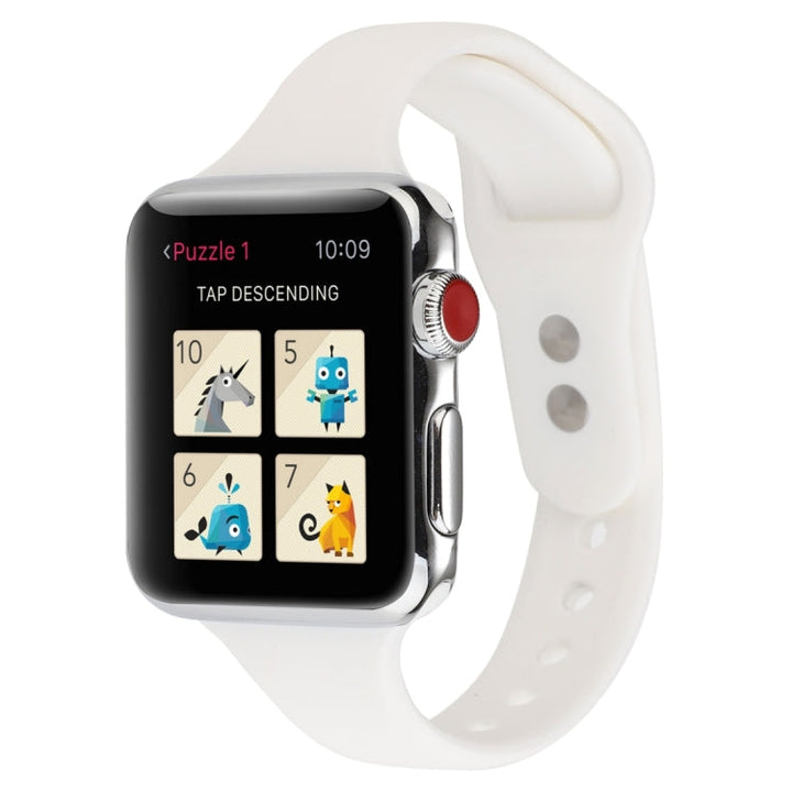 Lisslune | For Apple Watch 5 & 4 44mm / 3 & 2 & 1 42mm Thin Silicone Double Buckle Watch Strap (White)