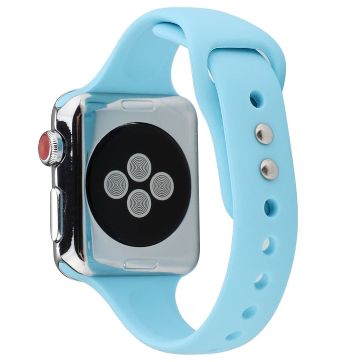 Lisslune | For Apple Watch 5 & 4 44mm / 3 & 2 & 1 42mm Thin Silicone Double Buckle Watch Band (Emerald Green)