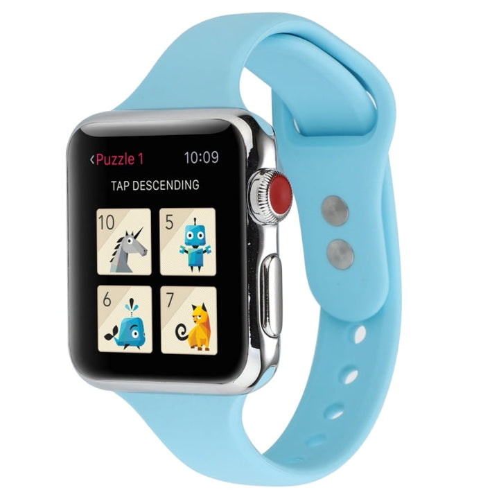 Lisslune | For Apple Watch 5 & 4 44mm / 3 & 2 & 1 42mm Thin Silicone Double Buckle Watch Band (Emerald Green)