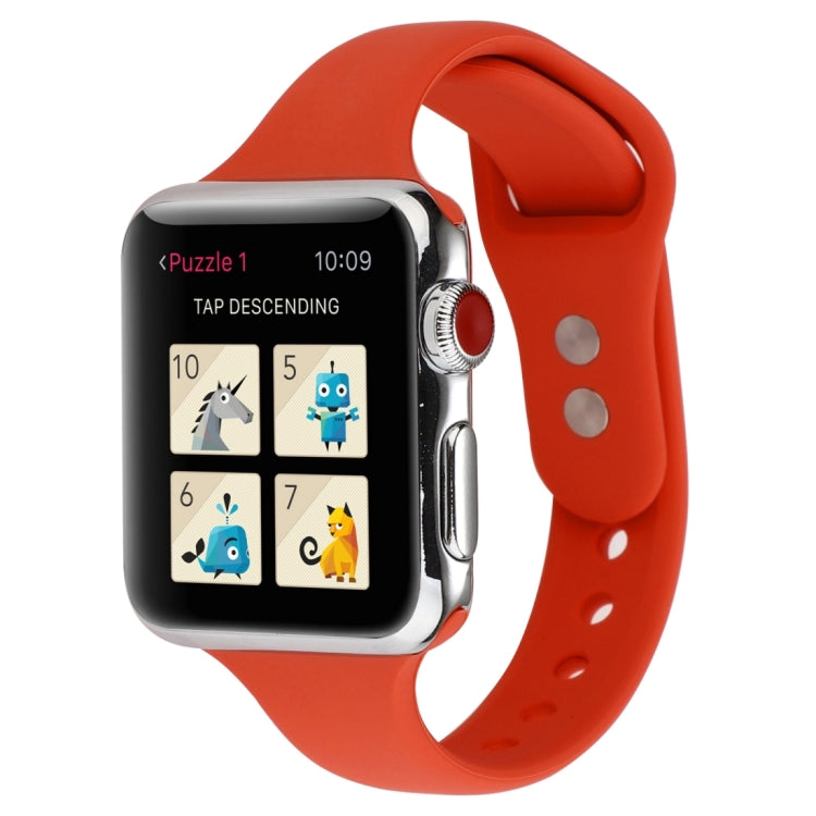 Lisslune | For Apple Watch 5 & 4 44mm / 3 & 2 & 1 42mm Thin Silicone Double Buckle Watch Band (Red)