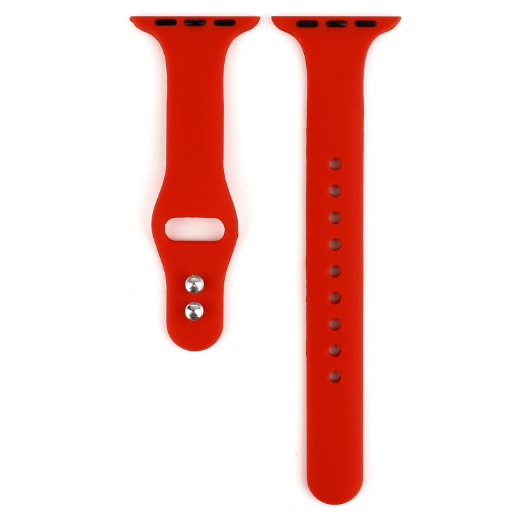 Lisslune | For Apple Watch 5 & 4 44mm / 3 & 2 & 1 42mm Thin Silicone Double Buckle Watch Band (Red)