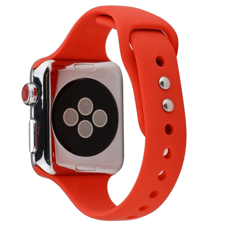Lisslune | For Apple Watch 5 & 4 44mm / 3 & 2 & 1 42mm Thin Silicone Double Buckle Watch Band (Red)