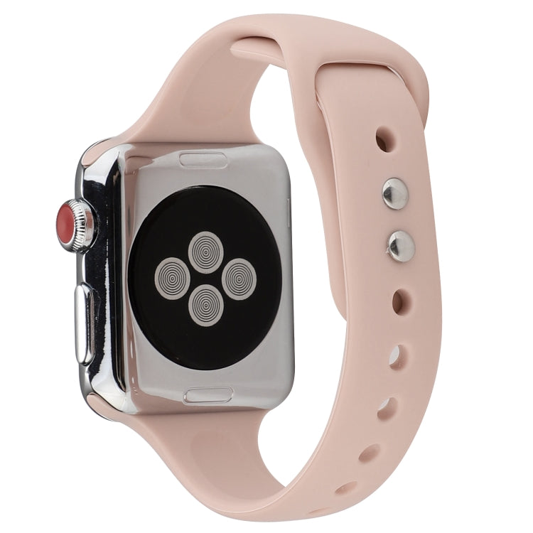 Lisslune | For Apple Watch 5 & 4 44mm / 3 & 2 & 1 42mm Thin Silicone Double Buckle Strap (Sand Pink)
