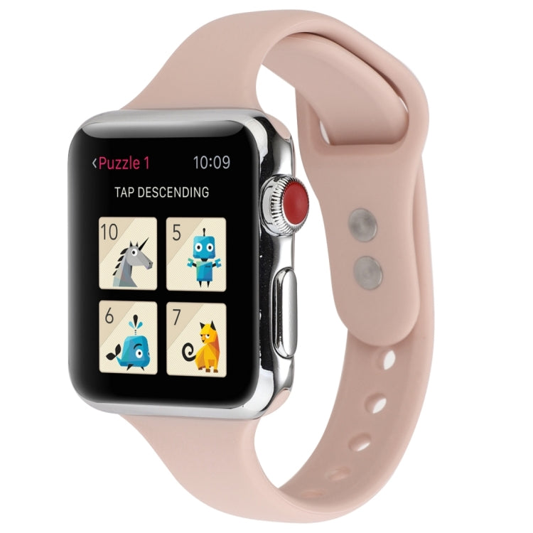 Lisslune | For Apple Watch 5 & 4 44mm / 3 & 2 & 1 42mm Thin Silicone Double Buckle Strap (Sand Pink)