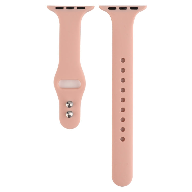 Lisslune | For Apple Watch 5 & 4 44mm / 3 & 2 & 1 42mm Thin Silicone Double Buckle Watch Strap (Retro Rose)