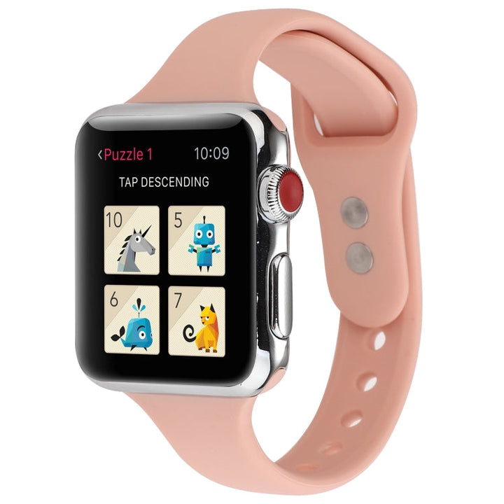 Lisslune | For Apple Watch 5 & 4 44mm / 3 & 2 & 1 42mm Thin Silicone Double Buckle Watch Strap (Retro Rose)
