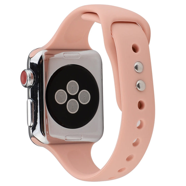 Lisslune | For Apple Watch 5 & 4 44mm / 3 & 2 & 1 42mm Thin Silicone Double Buckle Watch Strap (Retro Rose)