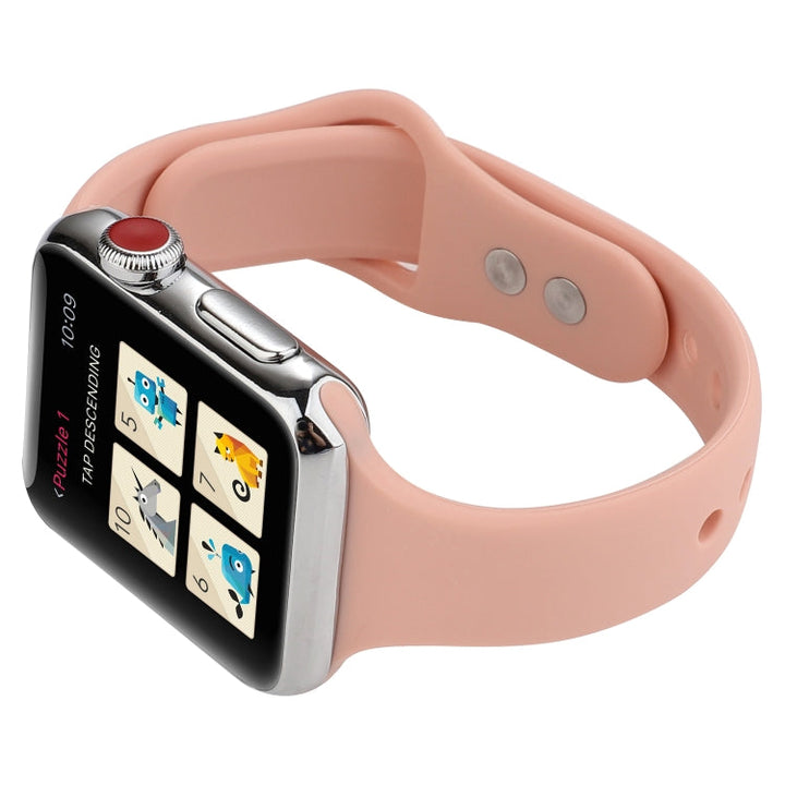 Lisslune | For Apple Watch 5 & 4 44mm / 3 & 2 & 1 42mm Thin Silicone Double Buckle Watch Strap (Retro Rose)