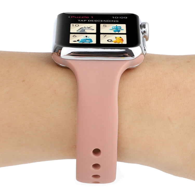 Lisslune | For Apple Watch 5 & 4 44mm / 3 & 2 & 1 42mm Thin Silicone Double Buckle Watch Strap (Retro Rose)