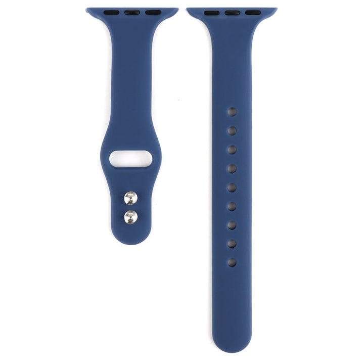 Lisslune | For Apple Watch Series 8&7 41mm / SE 2&6&SE&5&4 40mm / 3&2&1 38mm Thin Silicone Double Buckle Watch Strap (Navy Blue)
