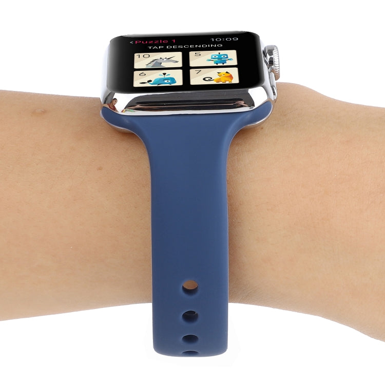 Lisslune | For Apple Watch Series 8&7 41mm / SE 2&6&SE&5&4 40mm / 3&2&1 38mm Thin Silicone Double Buckle Watch Strap (Navy Blue)
