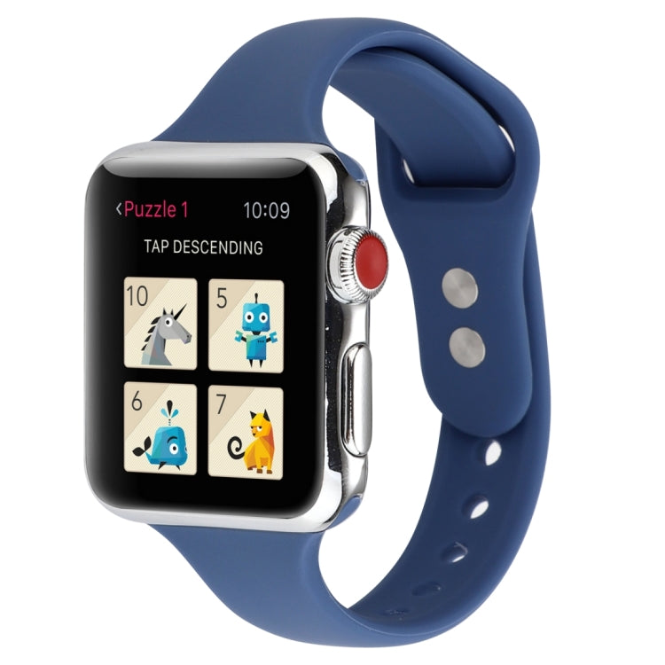 Lisslune | For Apple Watch Series 8&7 41mm / SE 2&6&SE&5&4 40mm / 3&2&1 38mm Thin Silicone Double Buckle Watch Strap (Navy Blue)