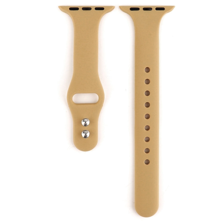 Lisslune | For Apple Watch Series 8&7 41mm / SE 2&6&SE&5&4 40mm / 3&2&1 38mm Thin Silicone Double Buckle Watch Band (Walnut)