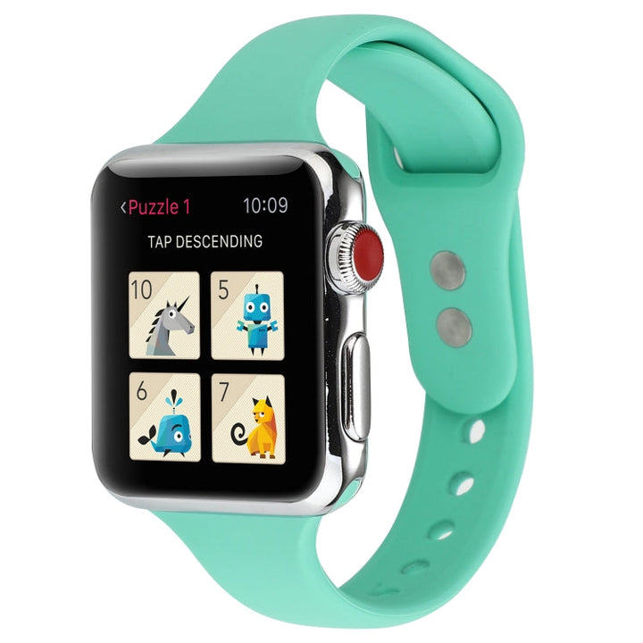 Lisslune | For Apple Watch Series 8&7 41mm / SE 2&6&SE&5&4 40mm / 3&2&1 38mm Thin Silicone Double Closure Watch Band (Spearmint Green)